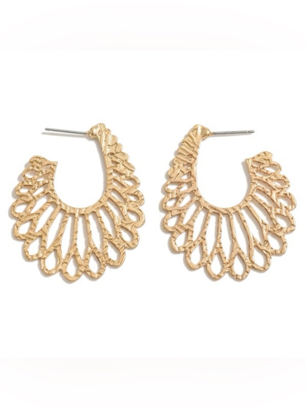 Simply Noelle Gold Filigree Fan Hoop Earrings